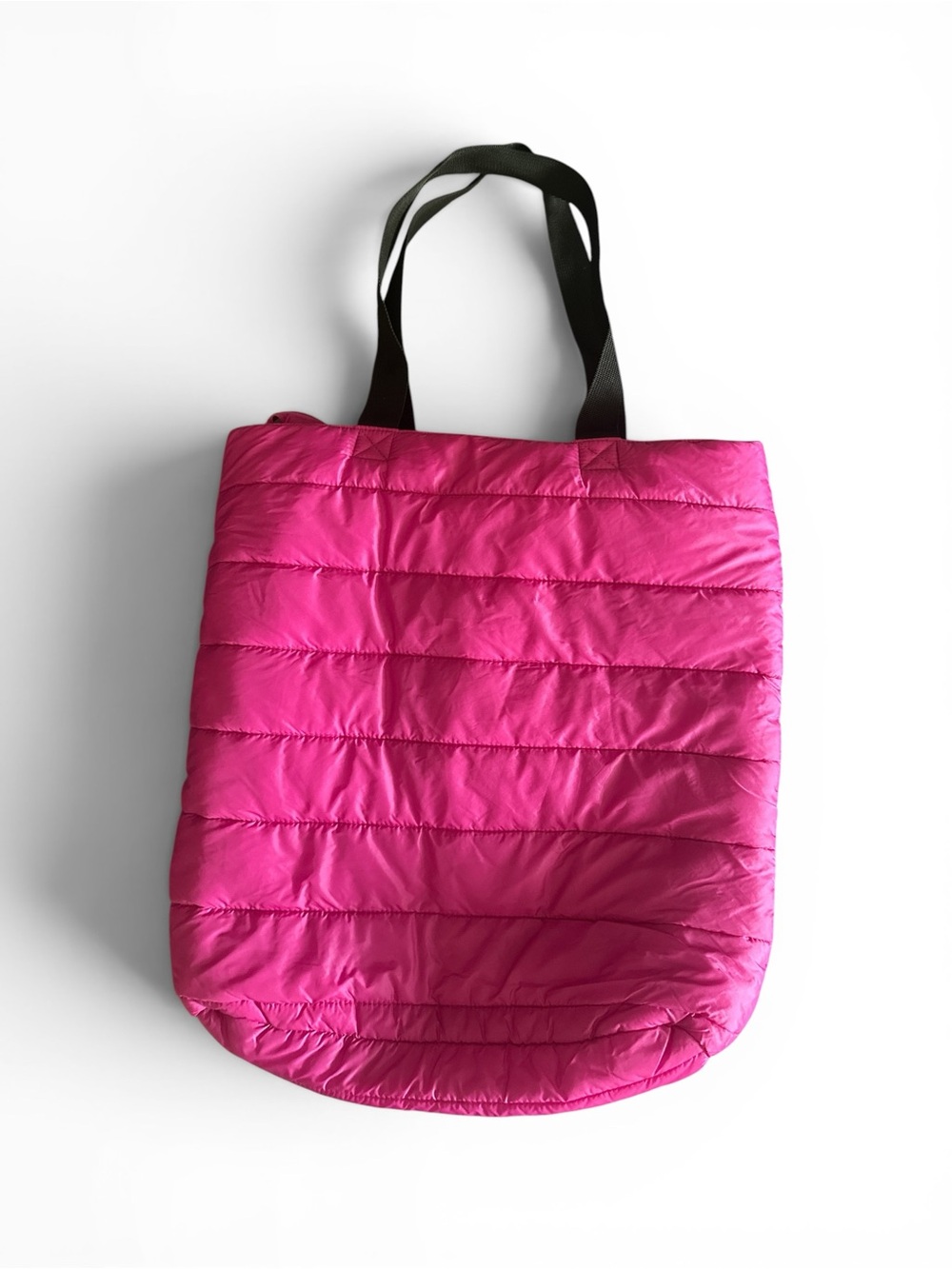 Uniqlo Hot Pink Quilted Tote with Black Straps